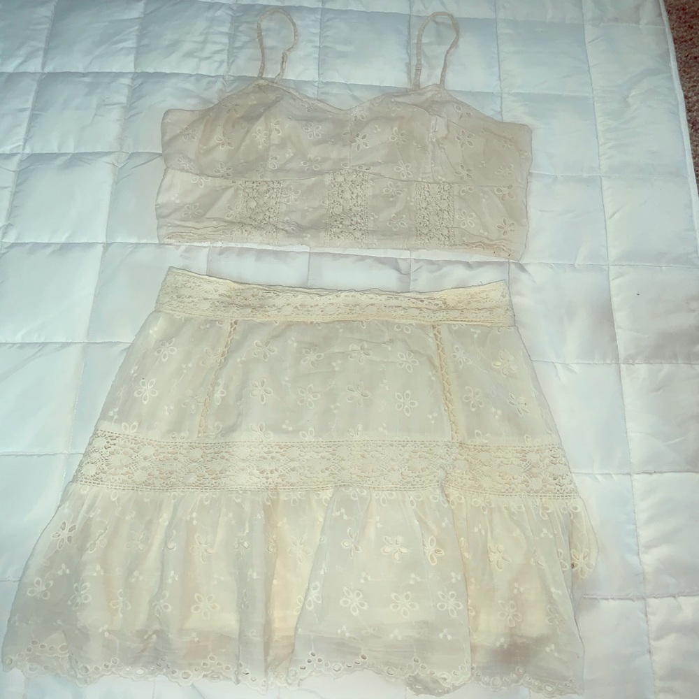 AE Embroidered Schiffli Corset Top and Skirt Set